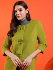 KOTTY Solid Single Breasted Casual Women Blazer (Green)