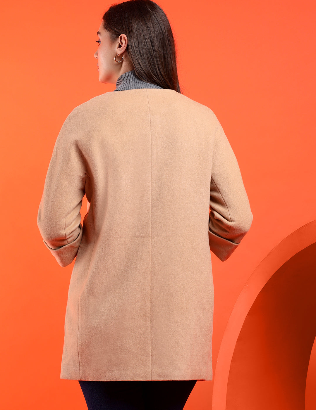 KOTTY Solid Single Breasted Casual Women Blazer (Beige)