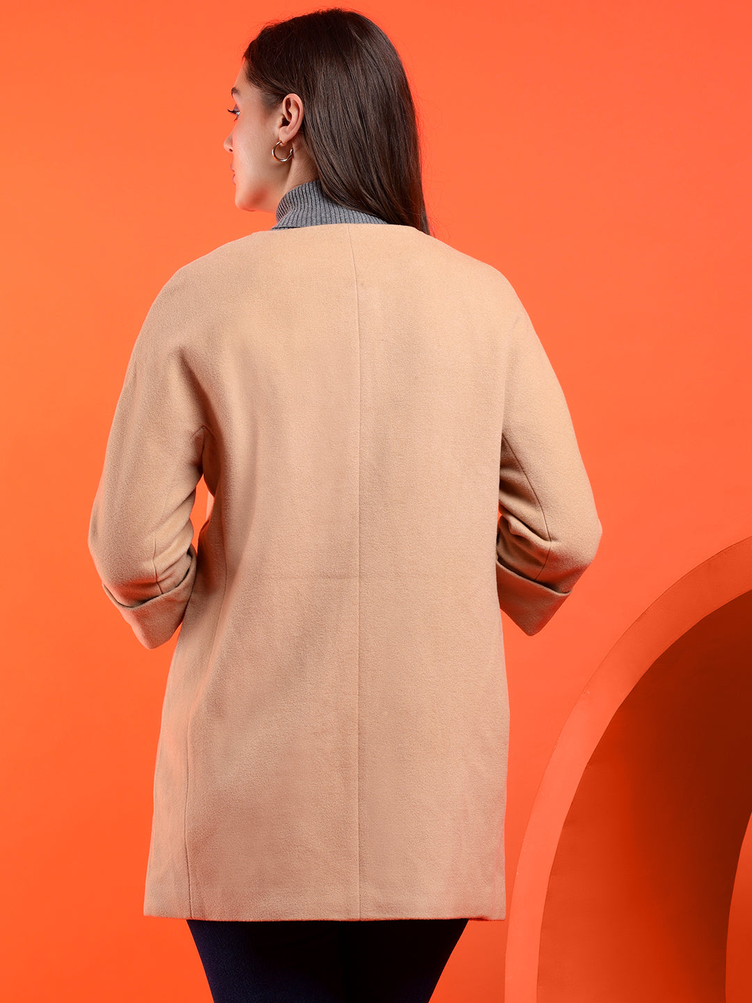 KOTTY Solid Single Breasted Casual Women Blazer (Beige)