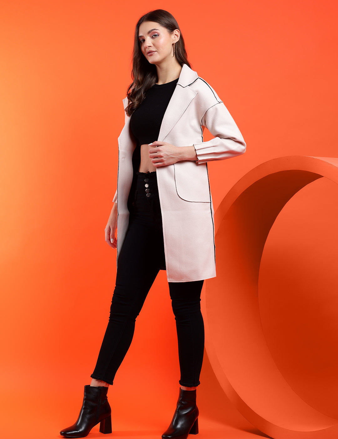 KOTTY Solid Single Breasted Casual Women Blazer (Beige)