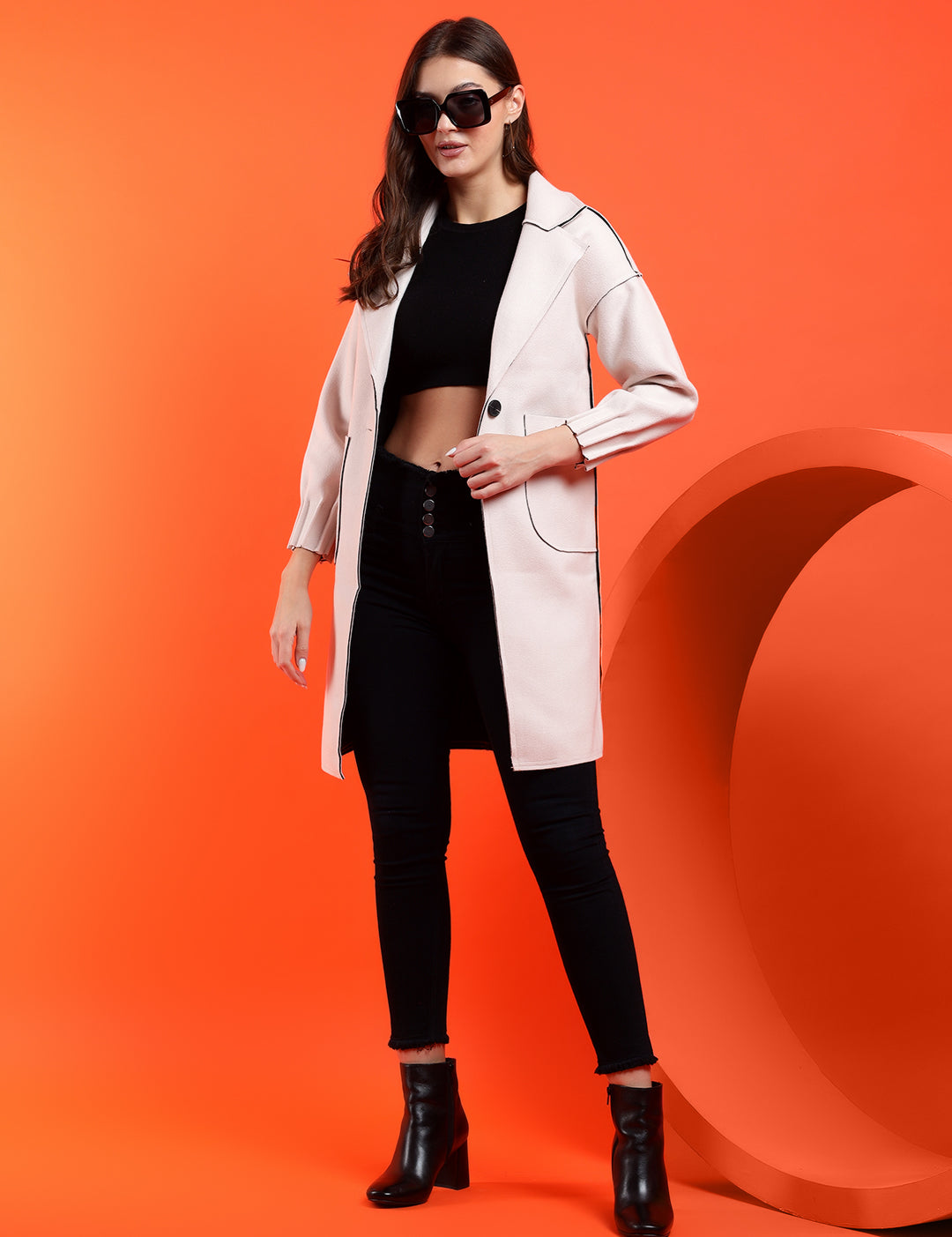 KOTTY Solid Single Breasted Casual Women Blazer (Beige)