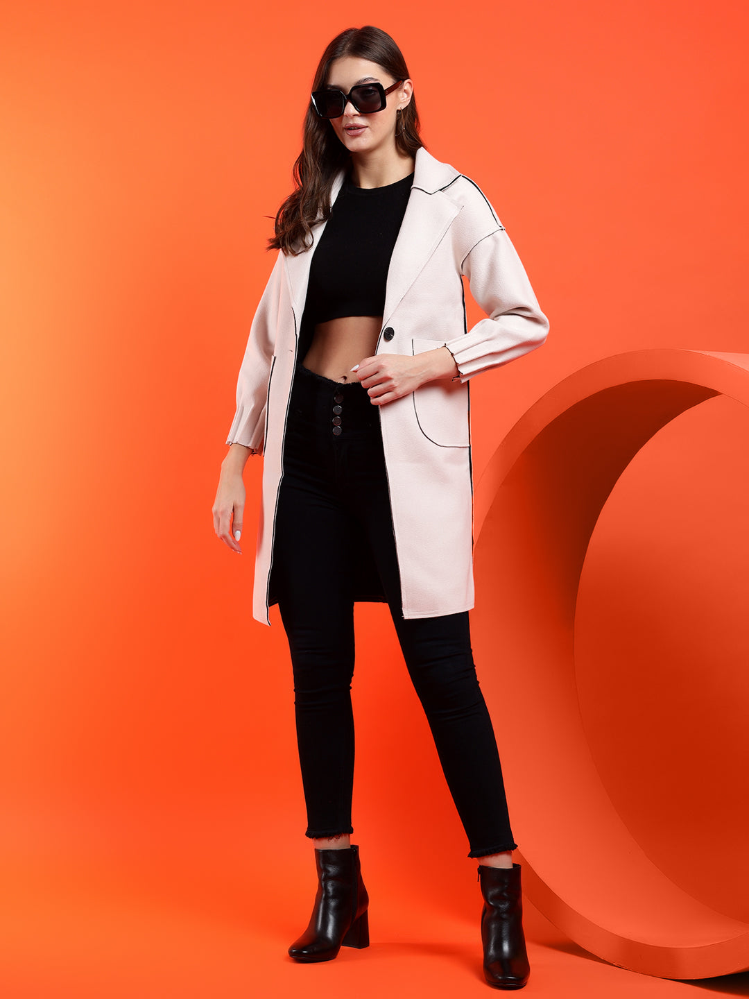 KOTTY Solid Single Breasted Casual Women Blazer (Beige)