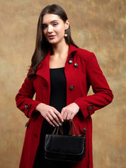 KOTTY Solid Double Breasted Casual Women Blazer (Red)