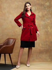 KOTTY Solid Double Breasted Casual Women Blazer (Red)