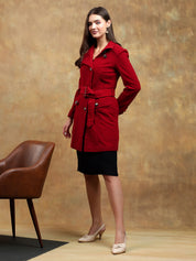 KOTTY Solid Double Breasted Casual Women Blazer (Red)