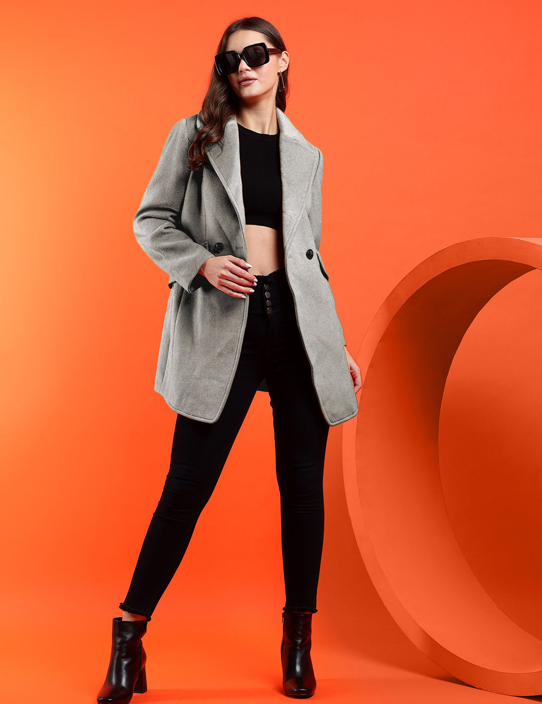 KOTTY Cotton Blend Solid Coat 