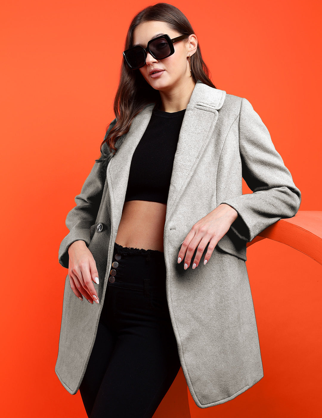 KOTTY Cotton Blend Solid Coat 