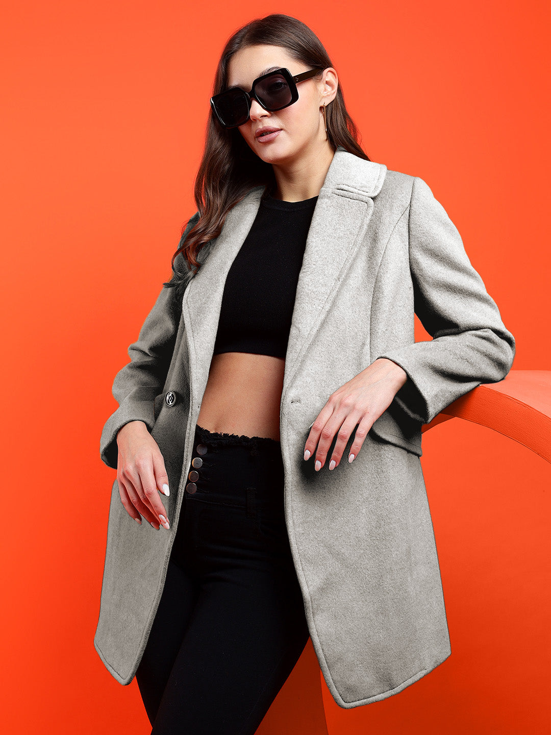 KOTTY Cotton Blend Solid Coat 