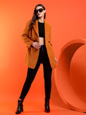 KOTTY Solid Double Breasted Casual Women Blazer (Orange)