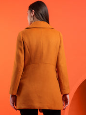 KOTTY Solid Double Breasted Casual Women Blazer (Orange)