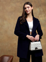 KOTTY Solid Double Breasted Casual Women Blazer (Blue)