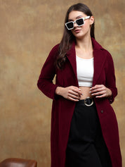 KOTTY Solid Single Breasted Casual Women Blazer (Maroon)
