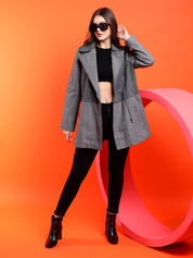 KOTTY Solid Single Breasted Casual Women Blazer (Grey)