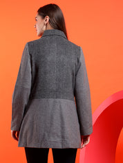 KOTTY Solid Single Breasted Casual Women Blazer (Grey)
