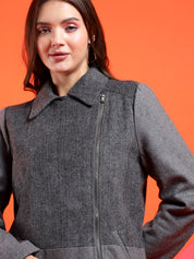 KOTTY Solid Single Breasted Casual Women Blazer (Grey)