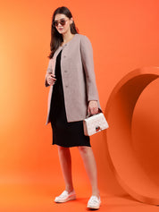 KOTTY Solid Single Breasted Casual Women Blazer (Beige)