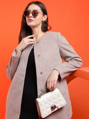 KOTTY Solid Single Breasted Casual Women Blazer (Beige)