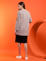KOTTY Solid Single Breasted Casual Women Blazer (Beige)