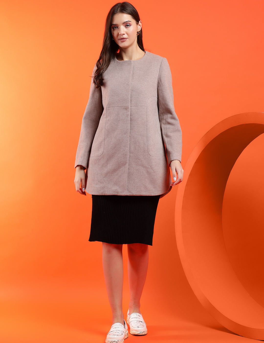 KOTTY Solid Single Breasted Casual Women Blazer (Beige)