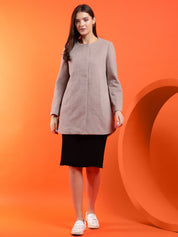 KOTTY Solid Single Breasted Casual Women Blazer (Beige)