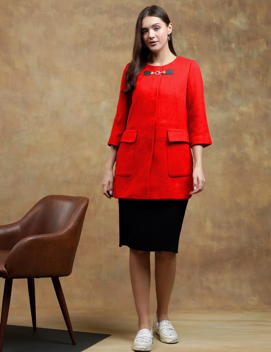 KOTTY Cotton Blend Solid Coat 
