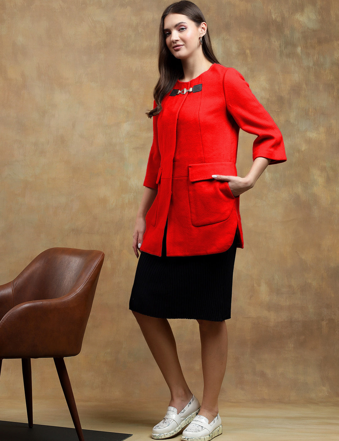 KOTTY Cotton Blend Solid Coat 
