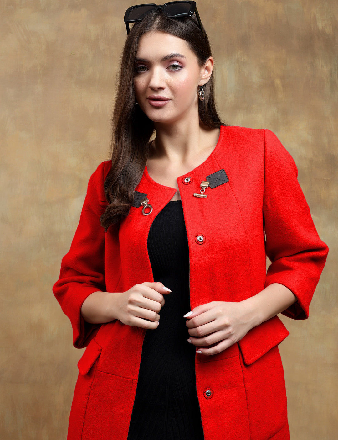 KOTTY Cotton Blend Solid Coat 