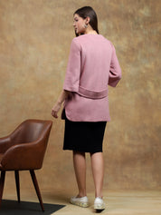 KOTTY Solid Single Breasted Casual Women Blazer (Pink)
