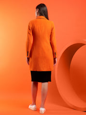 KOTTY Solid Single Breasted Casual Women Blazer (Orange)