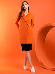 KOTTY Solid Single Breasted Casual Women Blazer (Orange)