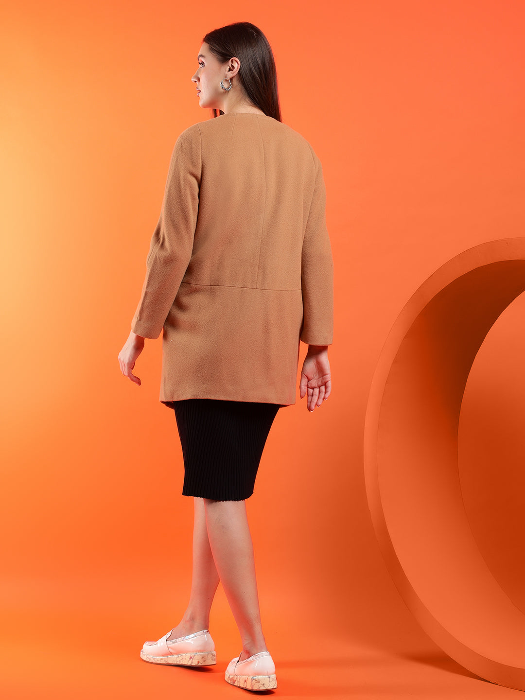 KOTTY Solid Single Breasted Casual Women Blazer (Beige)