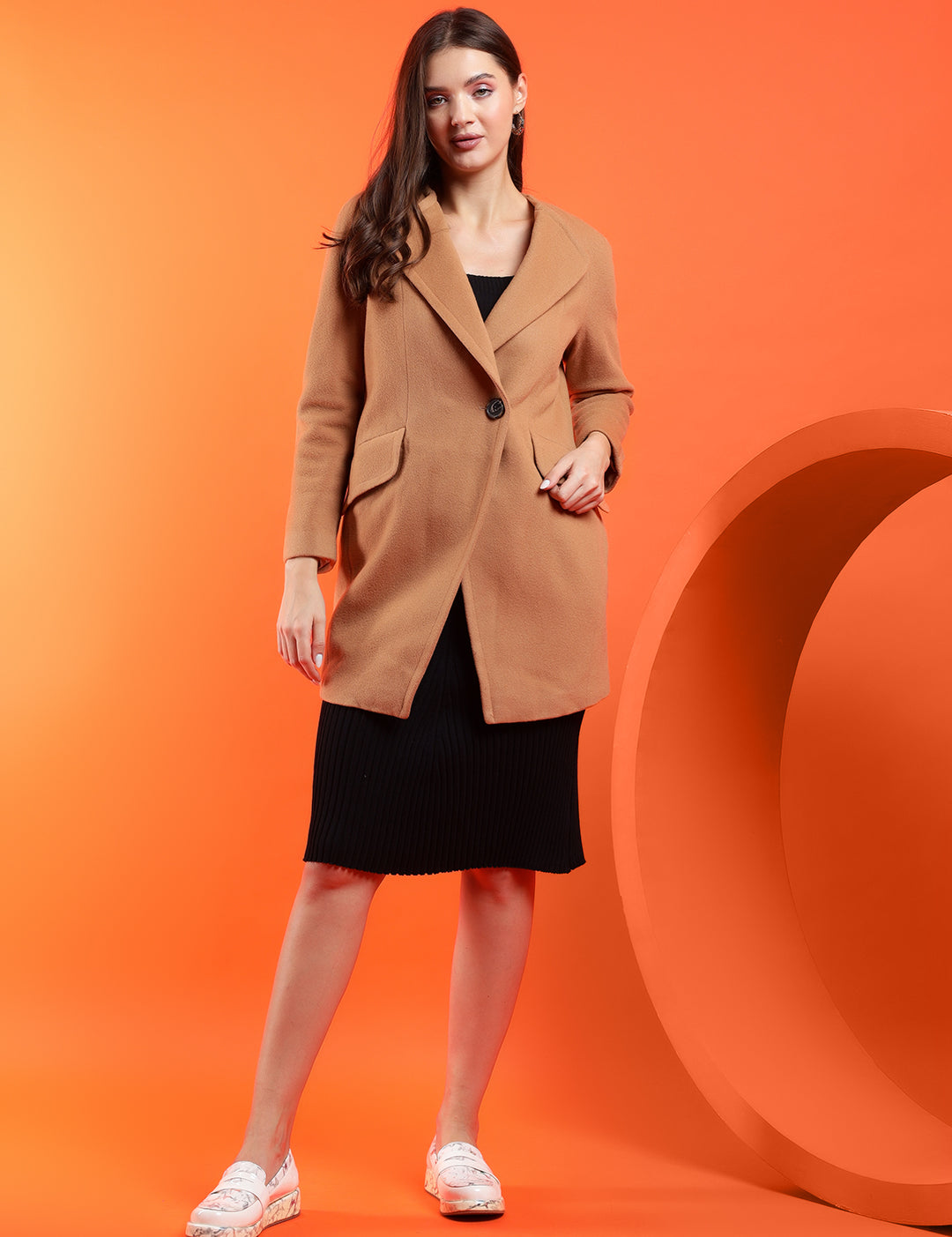 KOTTY Solid Single Breasted Casual Women Blazer (Beige)