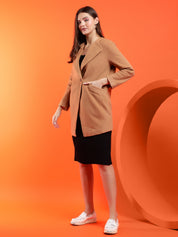 KOTTY Solid Single Breasted Casual Women Blazer (Beige)