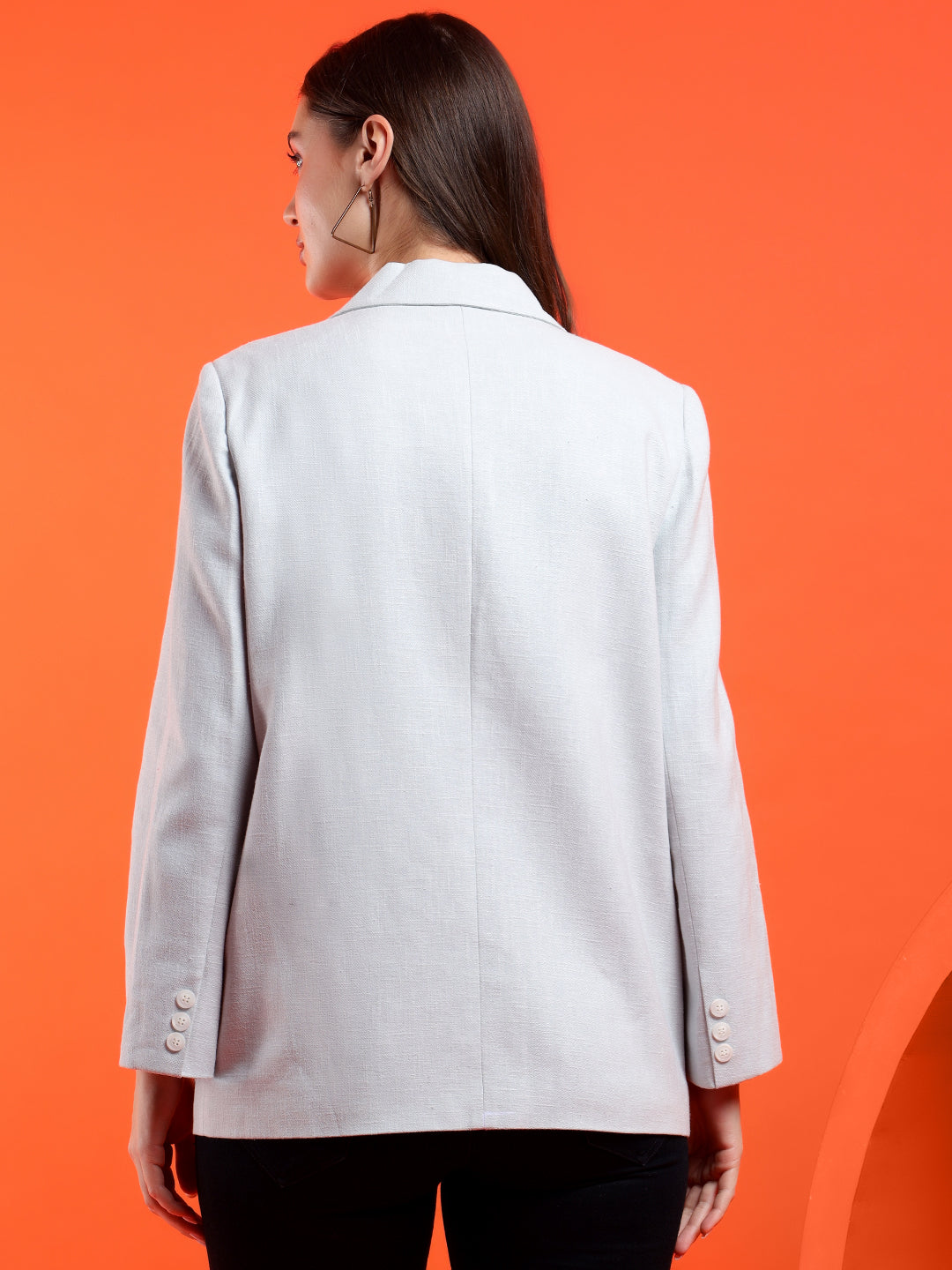 KOTTY Solid Single Breasted Casual Women Blazer (Grey)