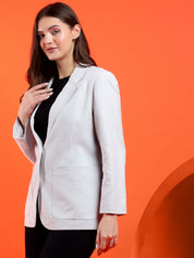 KOTTY Solid Single Breasted Casual Women Blazer (Grey)