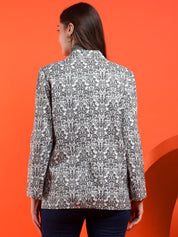 KOTTY Printed Double Breasted Casual Women Blazer (Multicolor)