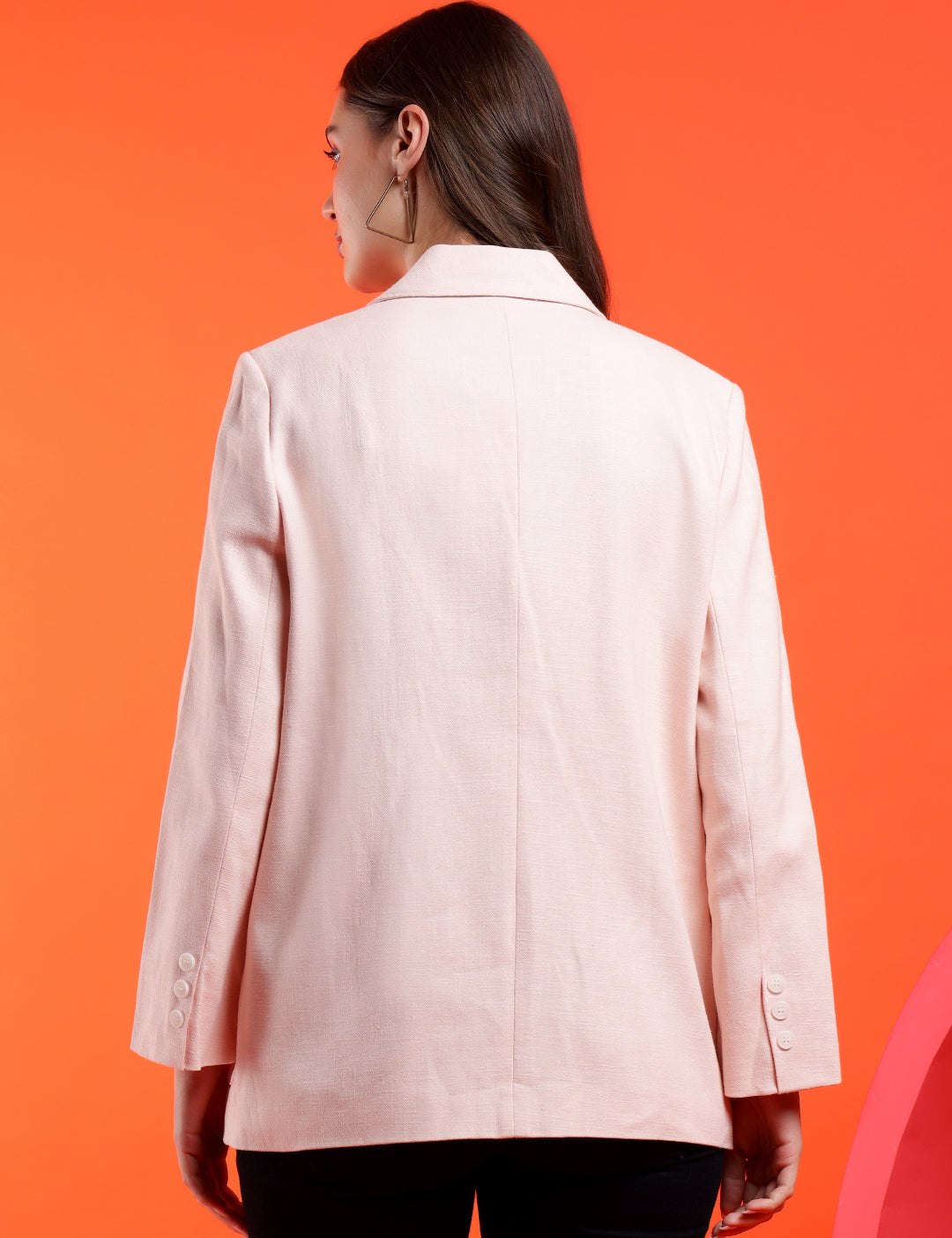KOTTY Solid Single Breasted Casual Women Blazer (Pink)