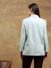 KOTTY Solid Single Breasted Casual Women Blazer (Green)