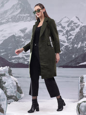 KOTTY Solid Double Breasted Casual Women Blazer (Green)