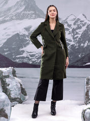 KOTTY Solid Double Breasted Casual Women Blazer (Green)