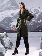 KOTTY Solid Double Breasted Casual Women Blazer (Green)