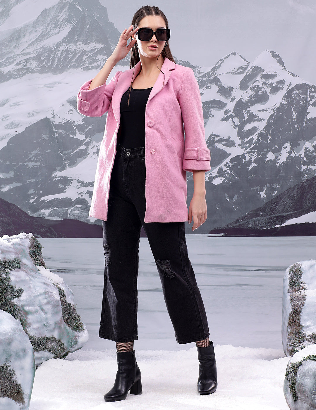 KOTTY Solid Single Breasted Casual Women Blazer (Pink)