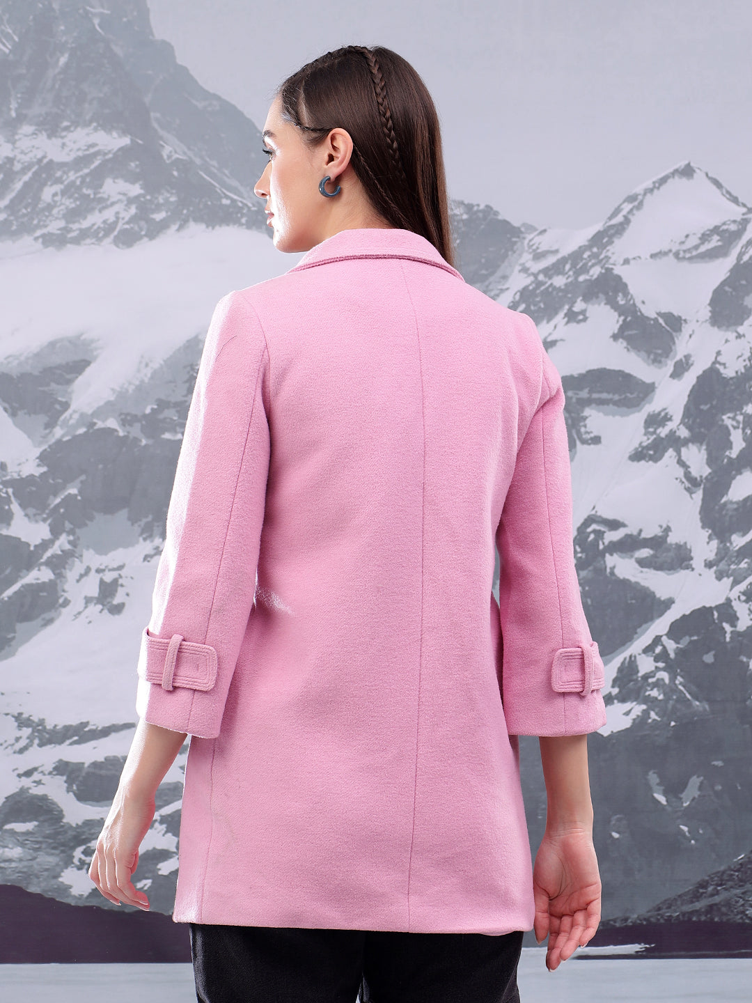 KOTTY Solid Single Breasted Casual Women Blazer (Pink)