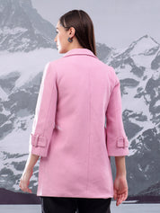 KOTTY Solid Single Breasted Casual Women Blazer (Pink)