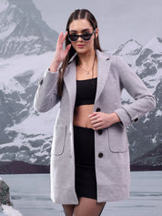 KOTTY Solid Single Breasted Casual Women Blazer (Grey)