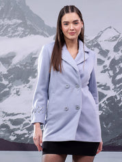 KOTTY Solid Double Breasted Casual Women Blazer (Blue)