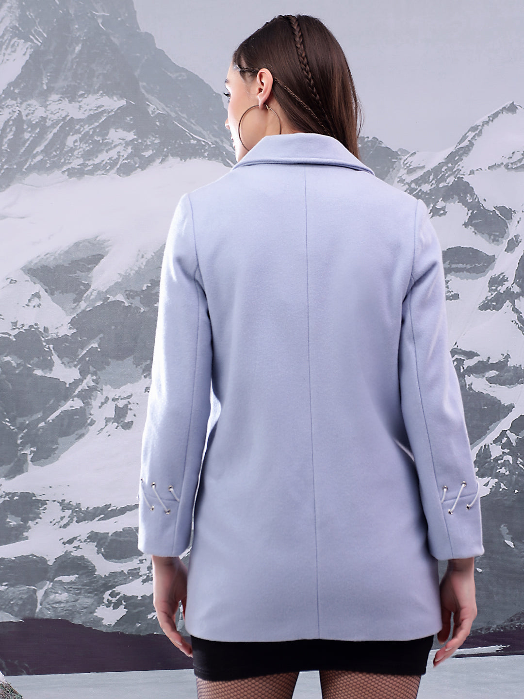KOTTY Solid Double Breasted Casual Women Blazer (Blue)