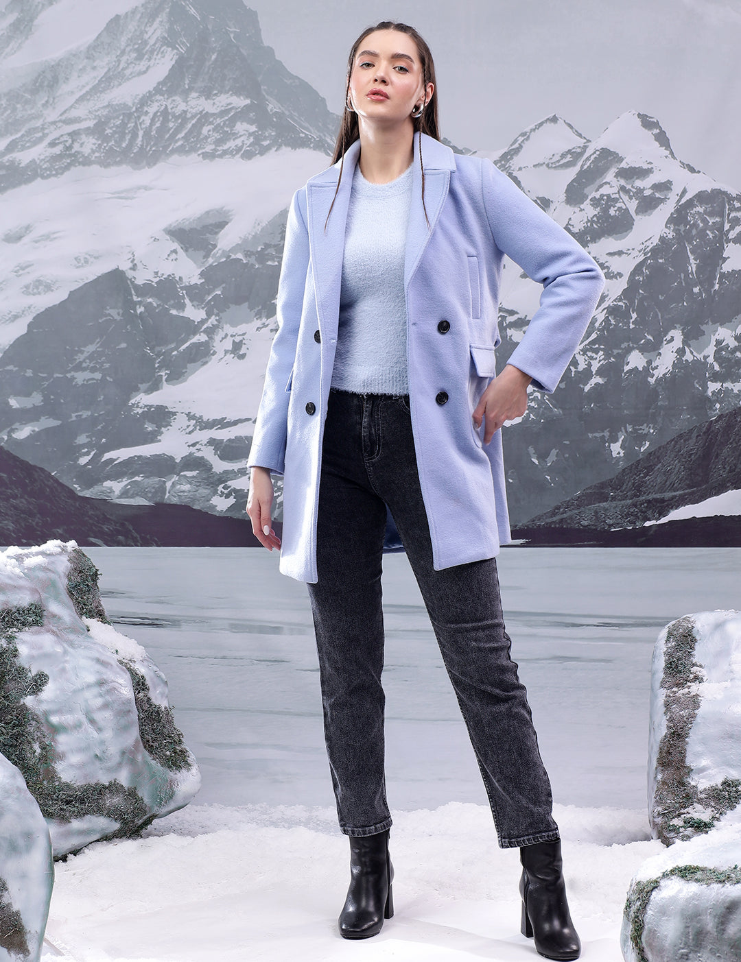 KOTTY Women's Longline Double-Breasted Classic & Timeless Elegance Coat