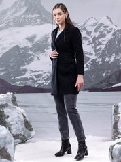 KOTTY Solid Double Breasted Casual Women Blazer (Black)