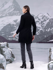 KOTTY Solid Double Breasted Casual Women Blazer (Black)